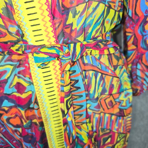 Agua Bendita Silk Chromatic Tribal Ceremonia Tunica Cover-Up One Size - Picture 5 of 7